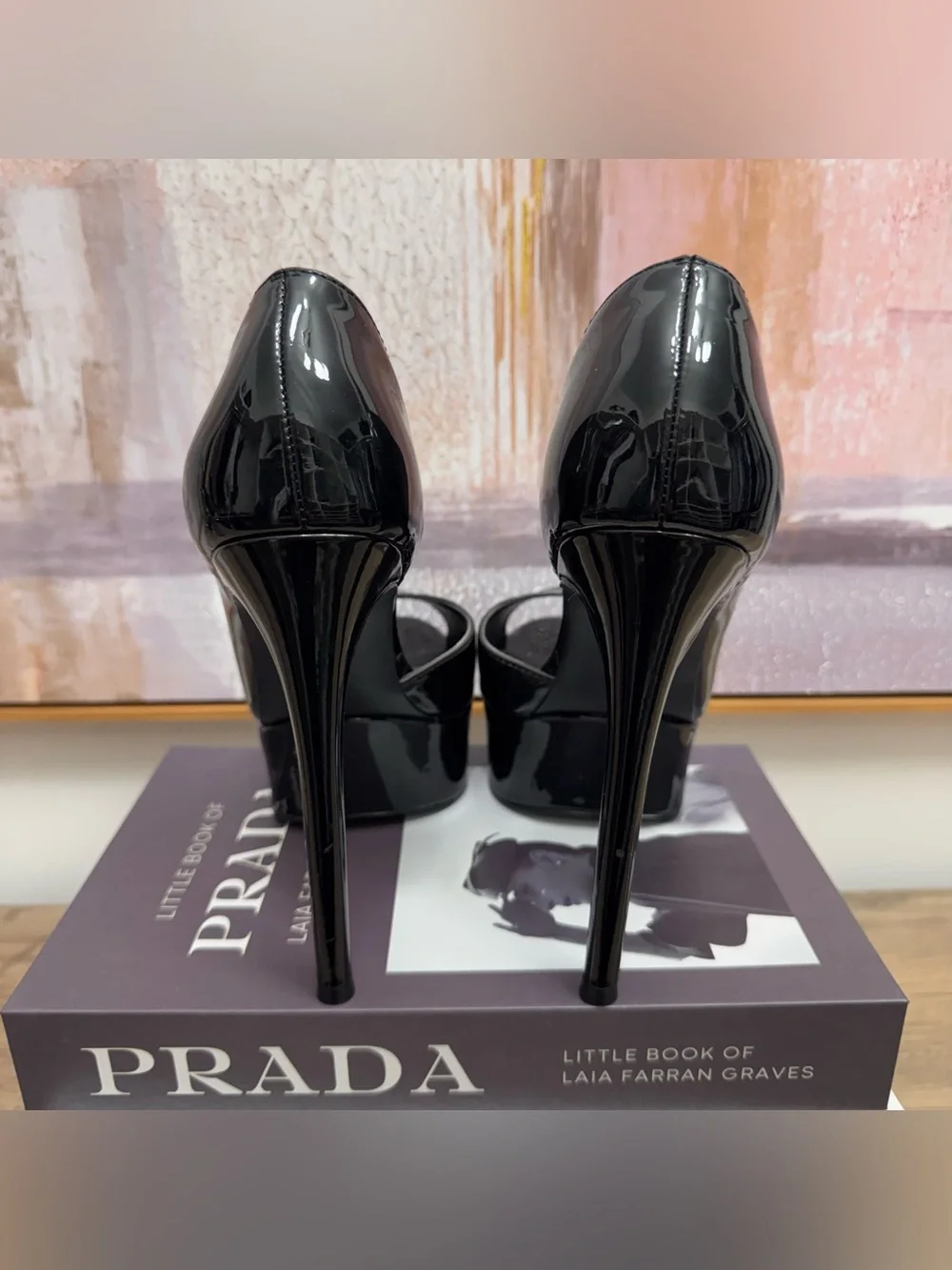 ❤️ Steve Madden Affair Black Patent Peep Toe Platform Pumps Stiletto D’Orsay